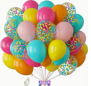 Kolorowy Zestaw Balonów z Konfetti i Taśmą