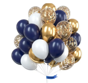 Złoto-Granatowy Zestaw Balonów z Konfetti