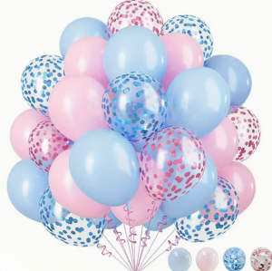 Rózowo-Niebieski Zestaw Balonów z Konfetti