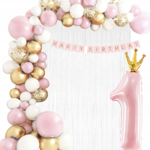 Różowy Zestaw na Roczek z Banerem i Kurtyną