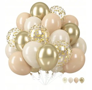 Zestaw Beżowych Balonów ze Złotym Akcentem