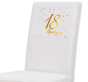 Biały, Urodzinowy Pokrowiec na Krzesło z Liczbą, 1 szt