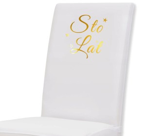 Biały, Urodzinowy Pokrowiec na Krzesło z Napisem, 1 szt