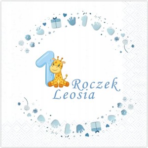 Niebieskie Serwetki na Roczek, 12 szt.