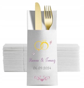 Personalizowane Ślubne Kieszonki na Sztućce, 12 szt.