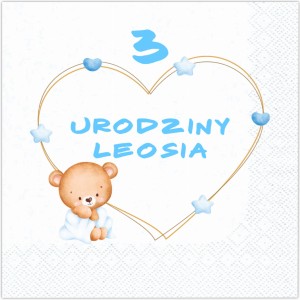 Serwetki Personalizowane Urodzinowe z Sercem, 12 szt.