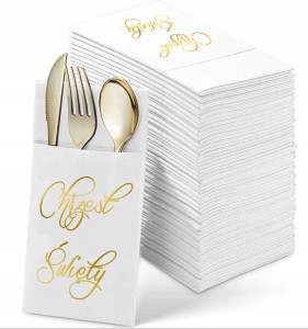 Kieszonki na Sztućce na Chrzest Święty Pozłacane, 12 szt.