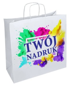 Białe Torby Papierowe Duże z Własnym Logo, 100 szt.