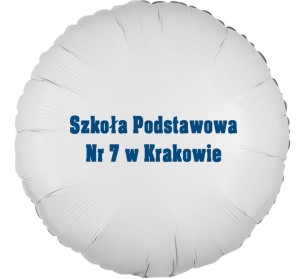 Balon foliowy biały okrągły Personalizowany Nazwa Szkoły
