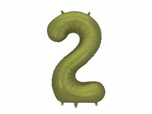 Balon foliowy matowy Cyfra 2 oliwkowy khaki 86cm
