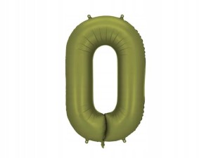 Balon foliowy matowy Cyfra 0 oliwkowy khaki 86cm