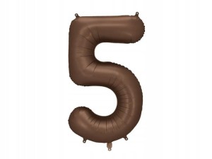 Balon foliowy satynowy Cyfra 5 Mocca Brąz 86cm