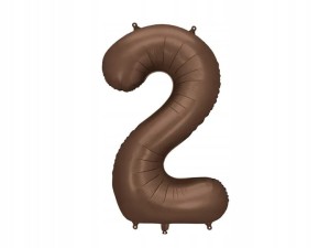 Balon foliowy satynowy Cyfra 2 Mocca Brąz 86cm