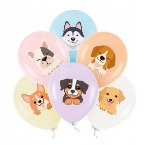 Balony lateksowe kolorowe Pieski 12 cali 6szt