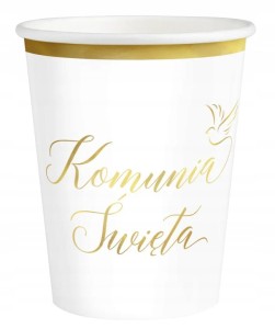Kubeczki papierowe Pierwsza Komunia Święta 220ml, 6szt