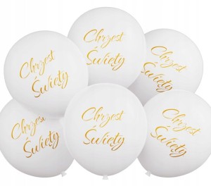 Balony lateksowe białe zestaw na Chrzest Święty Chrzciny 6szt