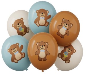 Balony zestaw Misio Roczek Urodziny 12cali 6szt.