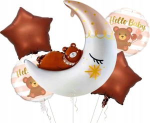 Zestaw balonów Miś na księżycu 5szt.