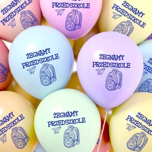 Balony macarons kolorowe z napisem Żegnamy przedszkole 10szt.