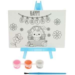 Mini obraz Wielkanocny na płótnie Sztaluga + Farby i pędzelek do malowania
