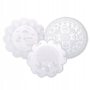 Serwetka Wielkanocna ażurowa do koszyczka dekoracyjna Biała 40cm