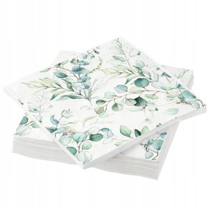 Serwetki papierowe koktajlowe gałązka eukaliptusa Boho 20szt. 25x25cm