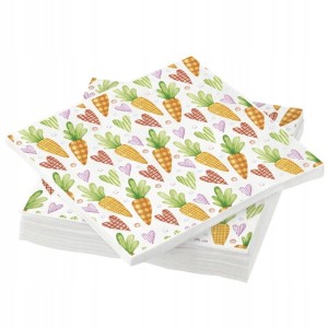 Serwetki papierowe Wielkanocne koktajlowe kolorowe Marchewki 20szt. 25x25cm