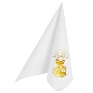 Serwetki białe kielichem IHS 40x40, Komunia 12szt.