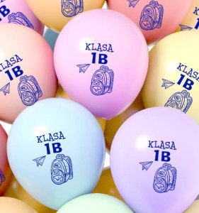 Balony Pastelowe Macaron z Nadrukiem "Klasa 1B" 10szt.