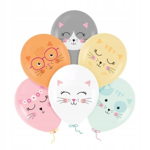 Balony pastelowe kotki zestaw 6szt.