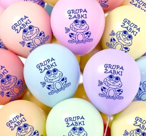Balony kolorowe z nadrukiem napis Grupa Żabki 10szt.