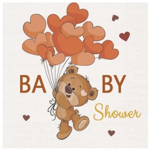 Serwetki na Baby Shower Białe 33x33 cm 20 szt.