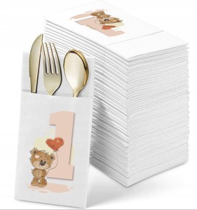 Kieszonki na Sztućce "Miś" na Roczek 12szt