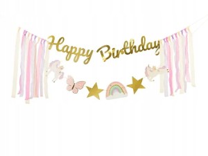 Baner Happy Birthday Urodzinowy Jednorożec Girlanda