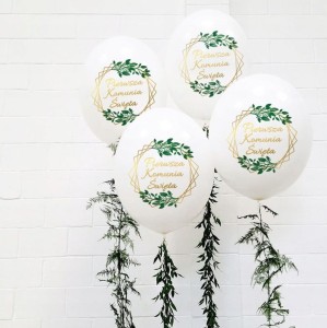 Balony komunijne Złoty Napis "Pierwsza Komunia Święta" 20 szt