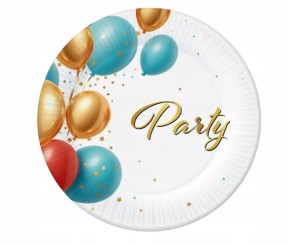 Talerzyki papierowe Urodzinowe w balony 18 cm 6szt