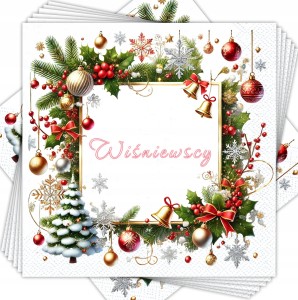 Personalizowane Świąteczne Serwetki 3-warstwowe 33x33 cm 12 szt