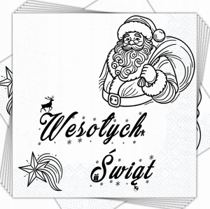 Świąteczne Serwetki 3-warstwowe Wesołych Świąt Białe 33x33 cm 20 szt