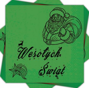 Świąteczne Serwetki Wesołych Świąt Zielone 33x33 cm 20 szt