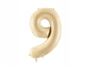 Balon foliowy Cyfra 9 Beżowy liczba Dziewiąte Urodziny 72cm