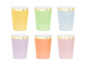 Kubeczki papierowe pastelowe kolorowe kubki Ekologiczne 6szt