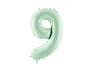 Balon foliowy miętowy Cyfra 9 liczba 72cm