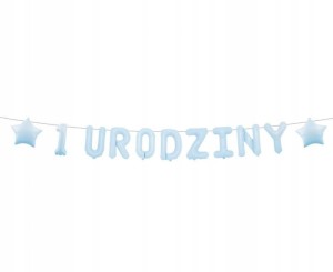 Girlanda papierowa Błękitna napis 1 Urodziny Roczek