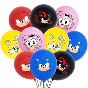 Zestaw kolorowych balonów lateksowych motywem Sonic