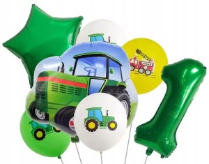 Zestaw balonów Urodzinowych na 1 Urodziny Roczek Traktor Straż Rolnik Farma