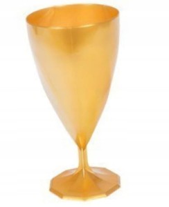 Plastikowe Kieliszki na nóżce do WINA do szampana Złote