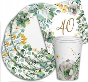 Zestaw Talerze kubeczki serwetki 40 Urodziny Rocznica