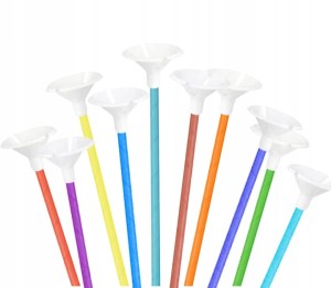 Patyczki do balonów kolorowe z koszyczkami zatyczka papierowe 100szt