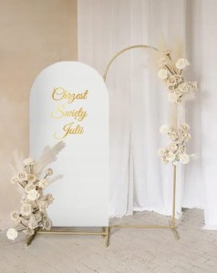 Tło dekoracyjne na Komunię Chrzest PERSONALIZOWANE stelaż pokrowiec napis