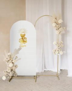 Ścianka dekoracyjna Komunia Chrzest PERSONALIZOWANE stelaż pokrowiec napis